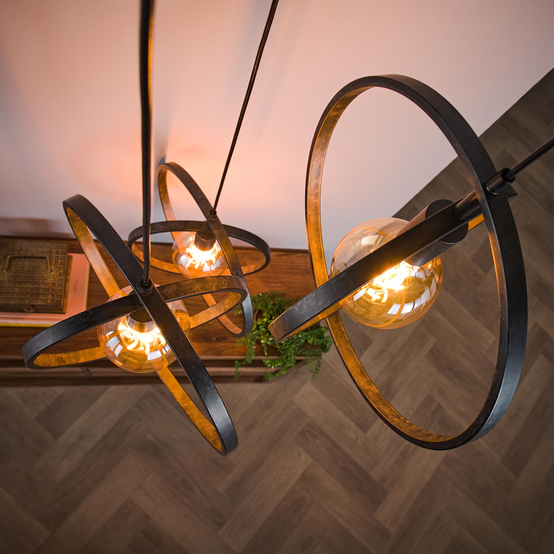 Hanglamp 'Tricia' 3-lamps getrapt, kleur Charcoal