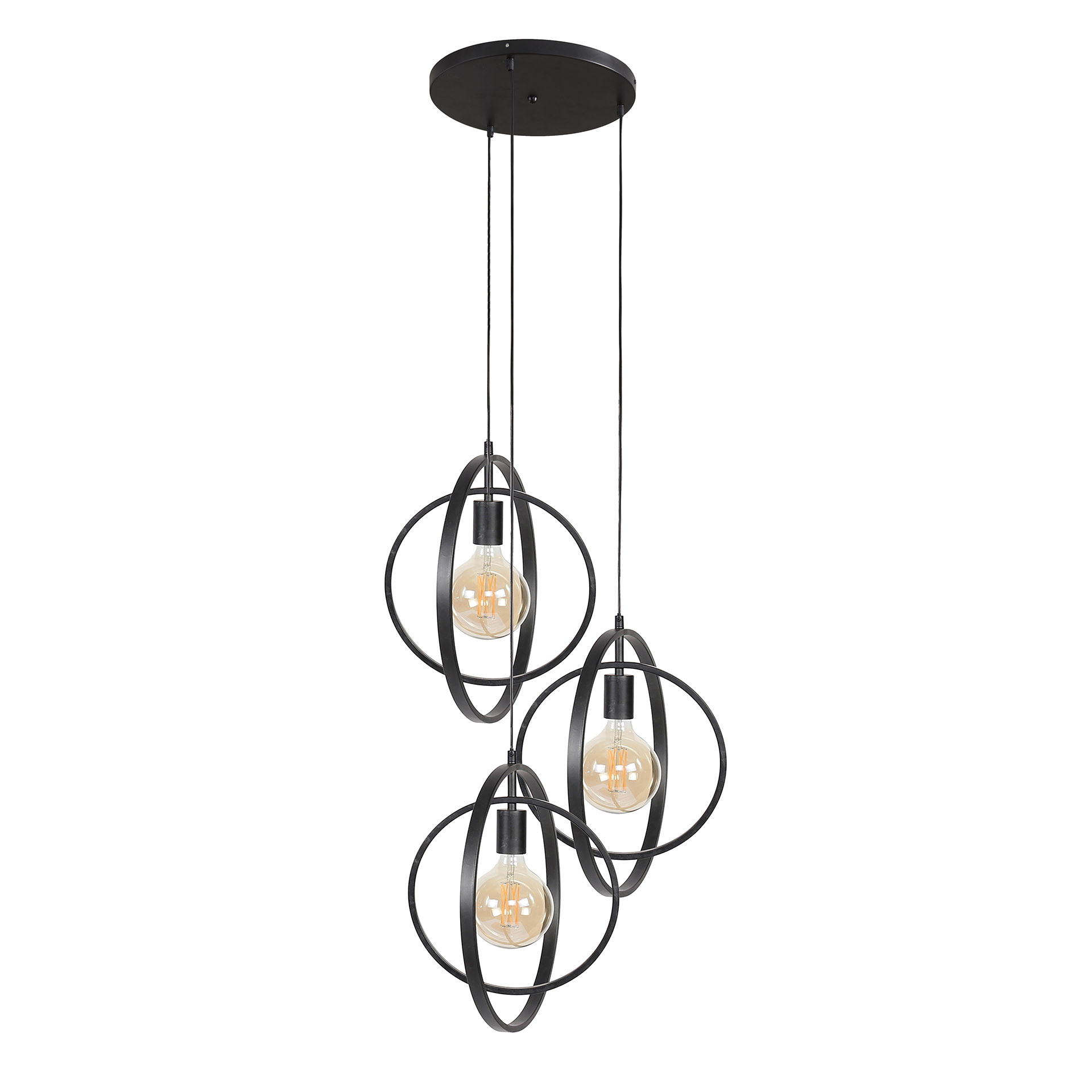 Hanglamp 'Tricia' 3-lamps getrapt, kleur Charcoal