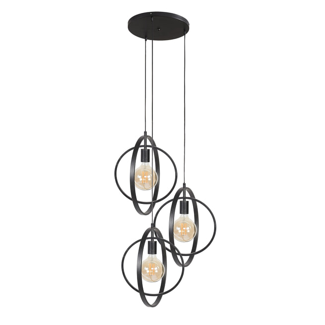 Hanglamp 'Tricia' 3-lamps, kleur Charcoal