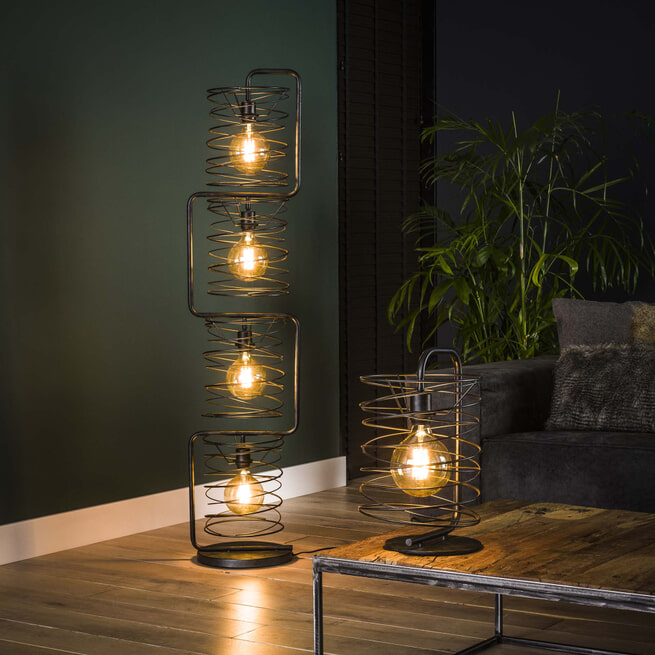 Vloerlamp 'Gwendolyn' 4-lamps, Ø25cm, kleur Charcoal