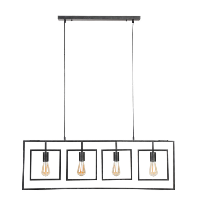 Hanglamp 'Errol', Metaal, 4-lamps, 109cm, kleur Zwart 