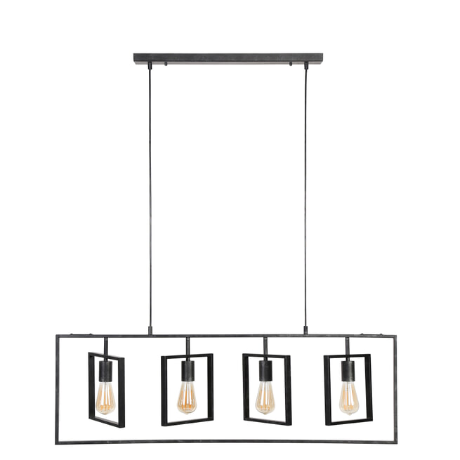 Hanglamp 'Errol', Metaal, 4-lamps, 109cm, kleur Zwart 