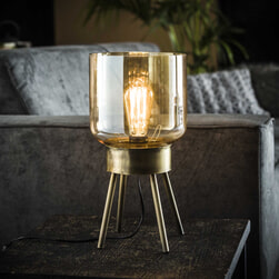 Tafellamp 'Laurens' met amber glas, 4-poot