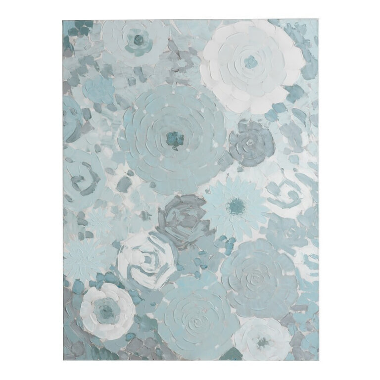 J-Line Schilderij 'Rogerius' Bloemen, kleur Mintblauw 