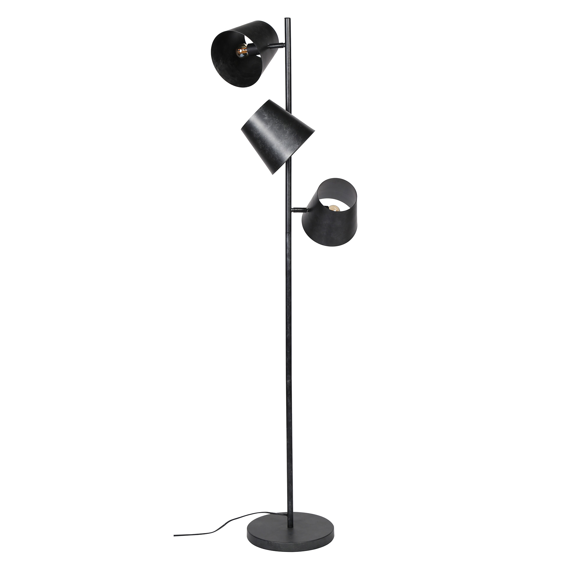 Verstelbare Vloerlamp 'Jo' 3-lamps, Ø18cm, kleur Charcoal