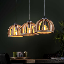Hanglamp 'Yuna' Mangohout, 3-lamps