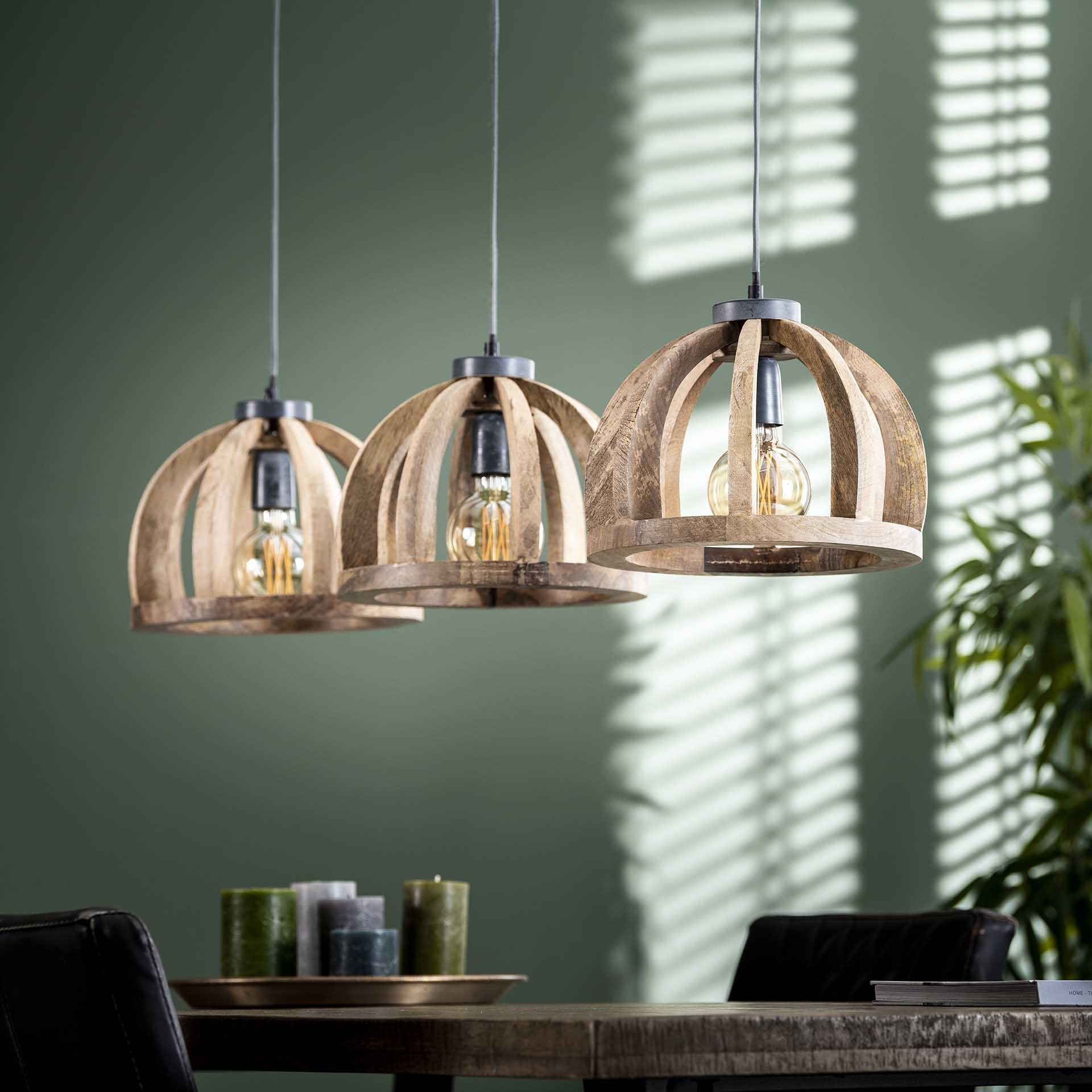 Hanglamp 'Yuna' Mangohout, 3-lamps