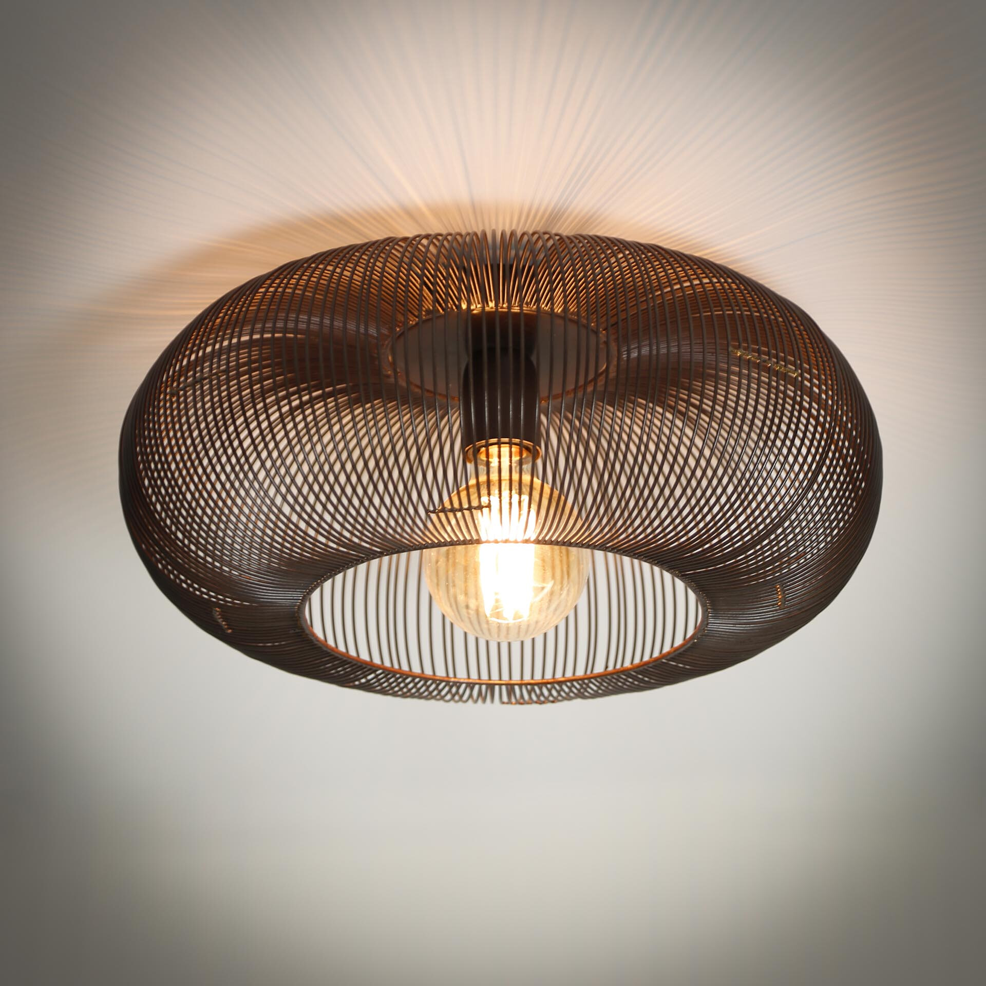Plafondlamp Mallory Metaal, Ø43cm - Zwart nikkel