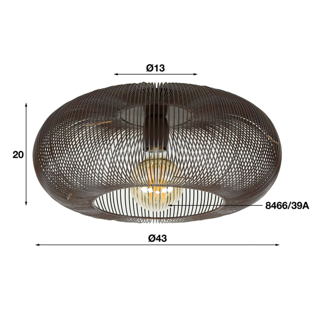 Plafondlamp 'Mallory' Metaal, Ø43cm