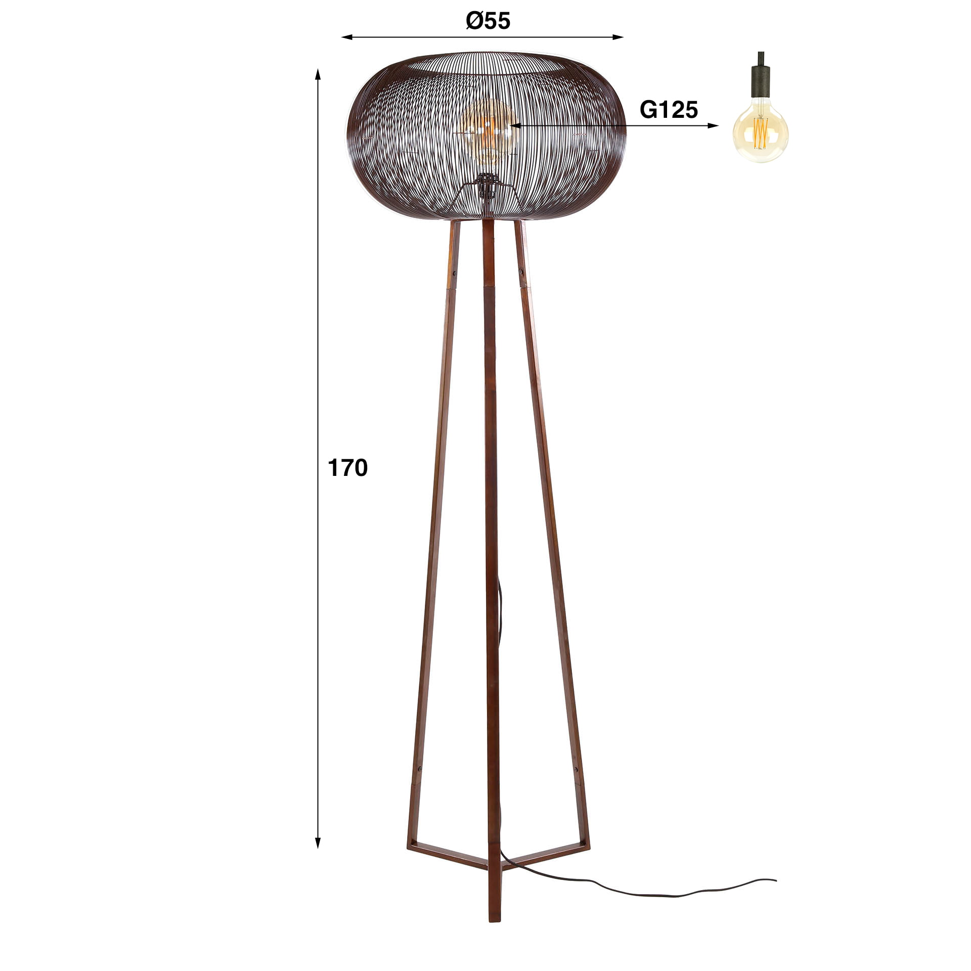 LifestyleFurn Vloerlamp 'Mallory' 3-poot