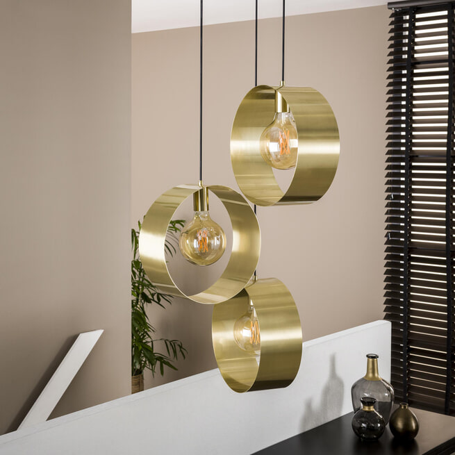 Hanglamp 'Toledo' kleur Goud, 3-lamps