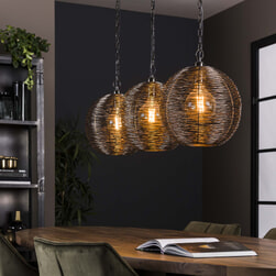 Hanglamp 'Yuno' Zwart Nikkel, 3-lamps