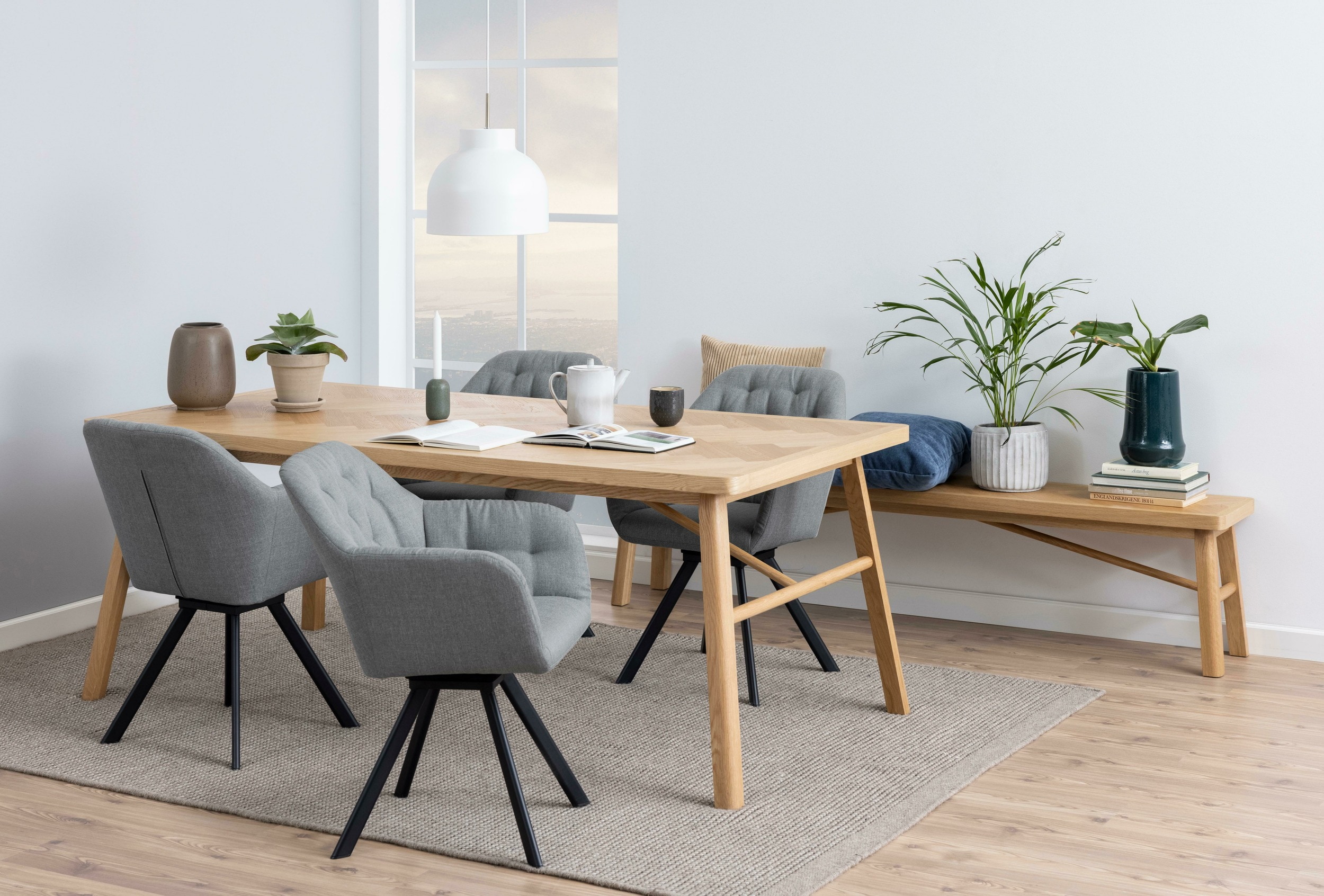 Bendt Eettafel 'Gregor' Visgraat Eiken, 200 x 100cm