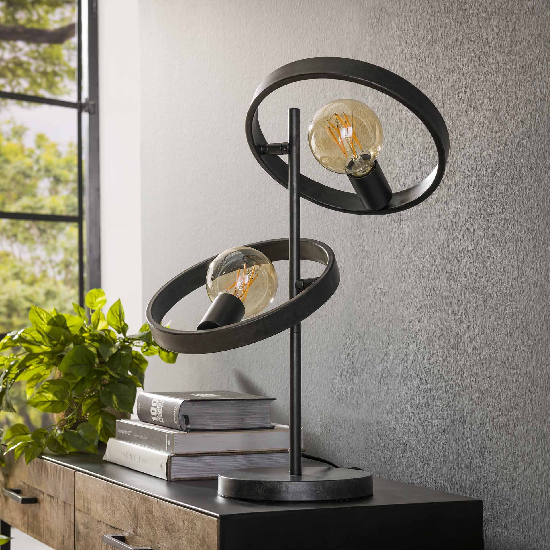 LifestyleFurn Tafellamp 'Homer' 2-lamps, kleur Charchoal