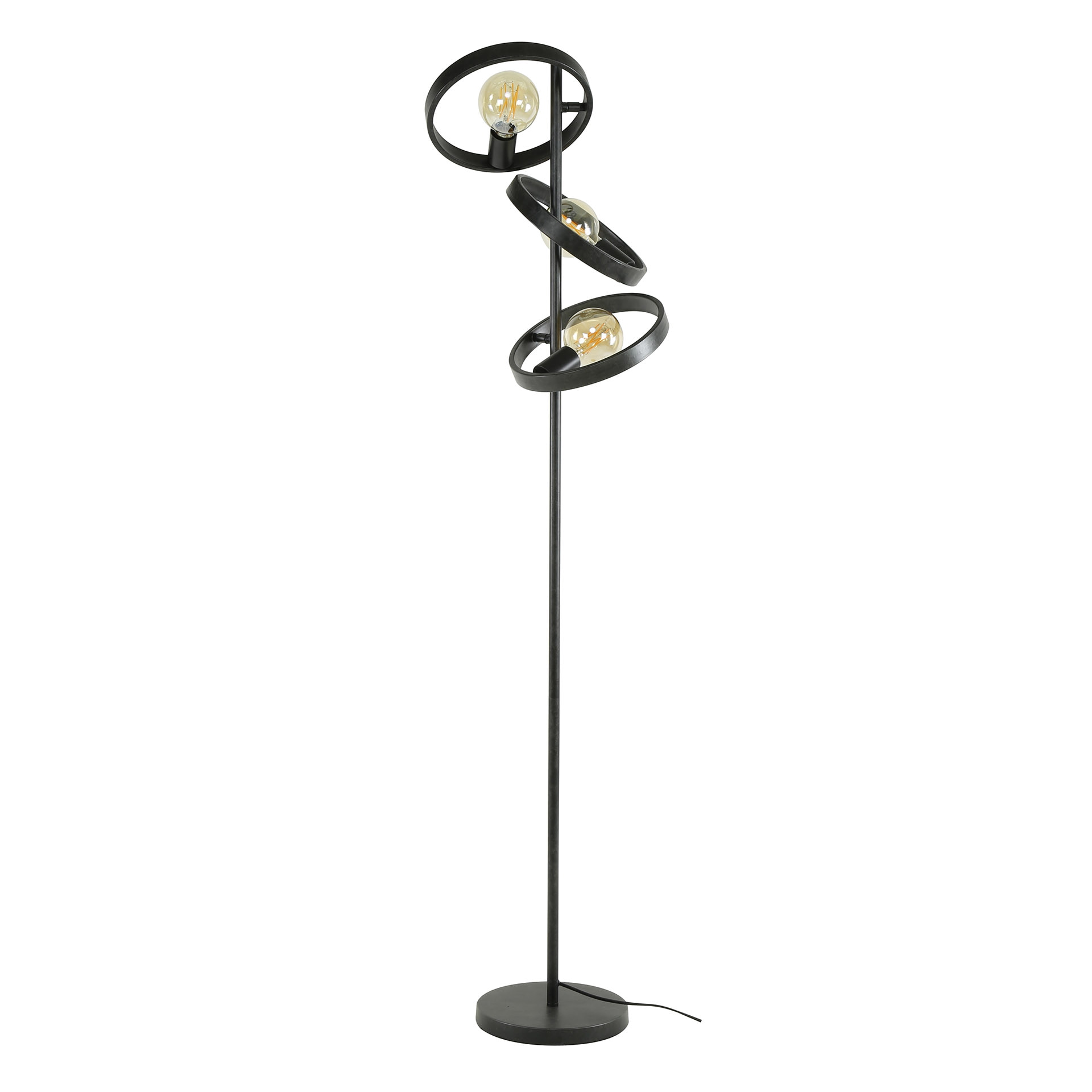 LifestyleFurn Vloerlamp 'Homer' 3-lamps, kleur Charchoal