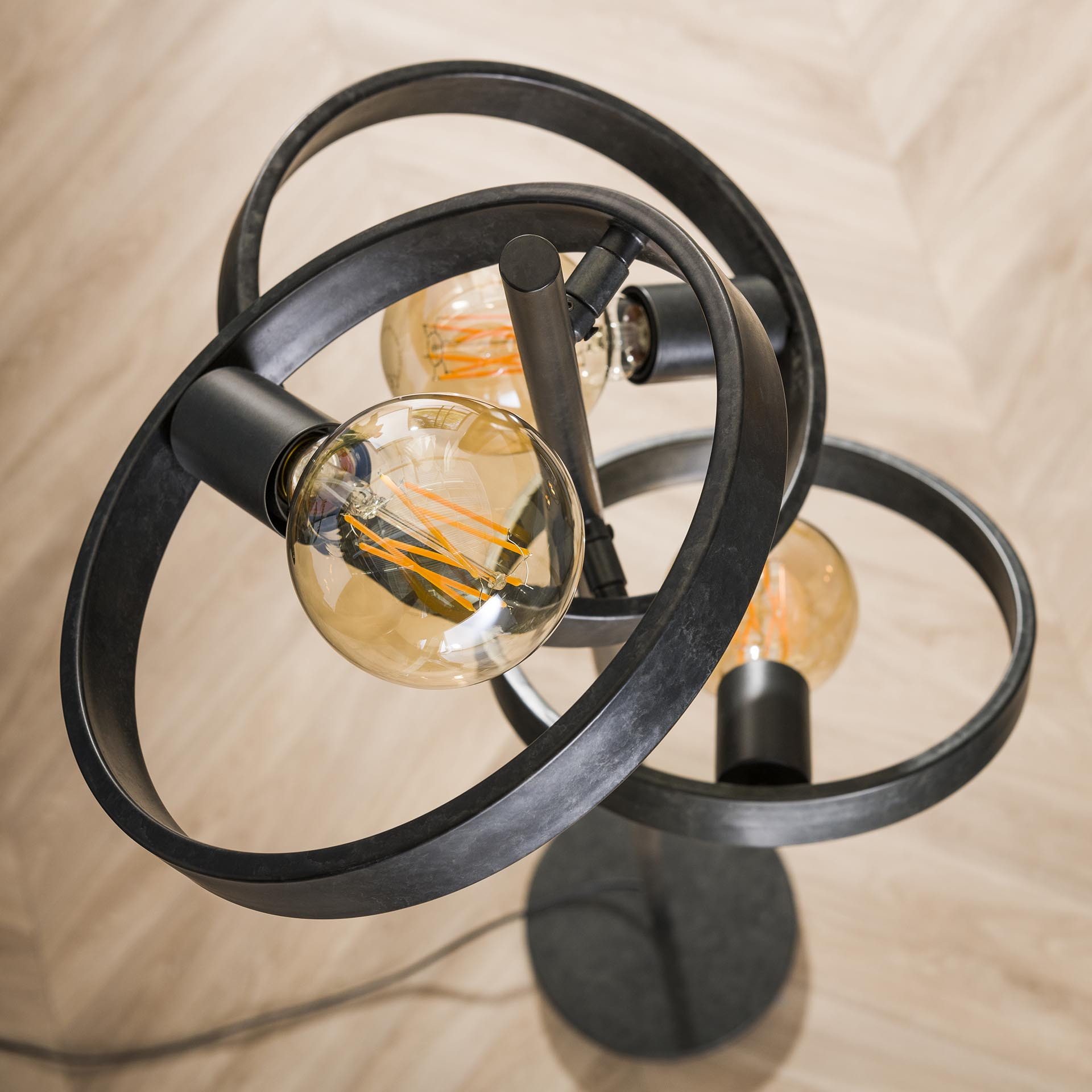 LifestyleFurn Vloerlamp 'Homer' 3-lamps, kleur Charchoal