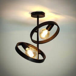 LifestyleFurn Plafondlamp 'Homer' 2-lamps, kleur Charchoal