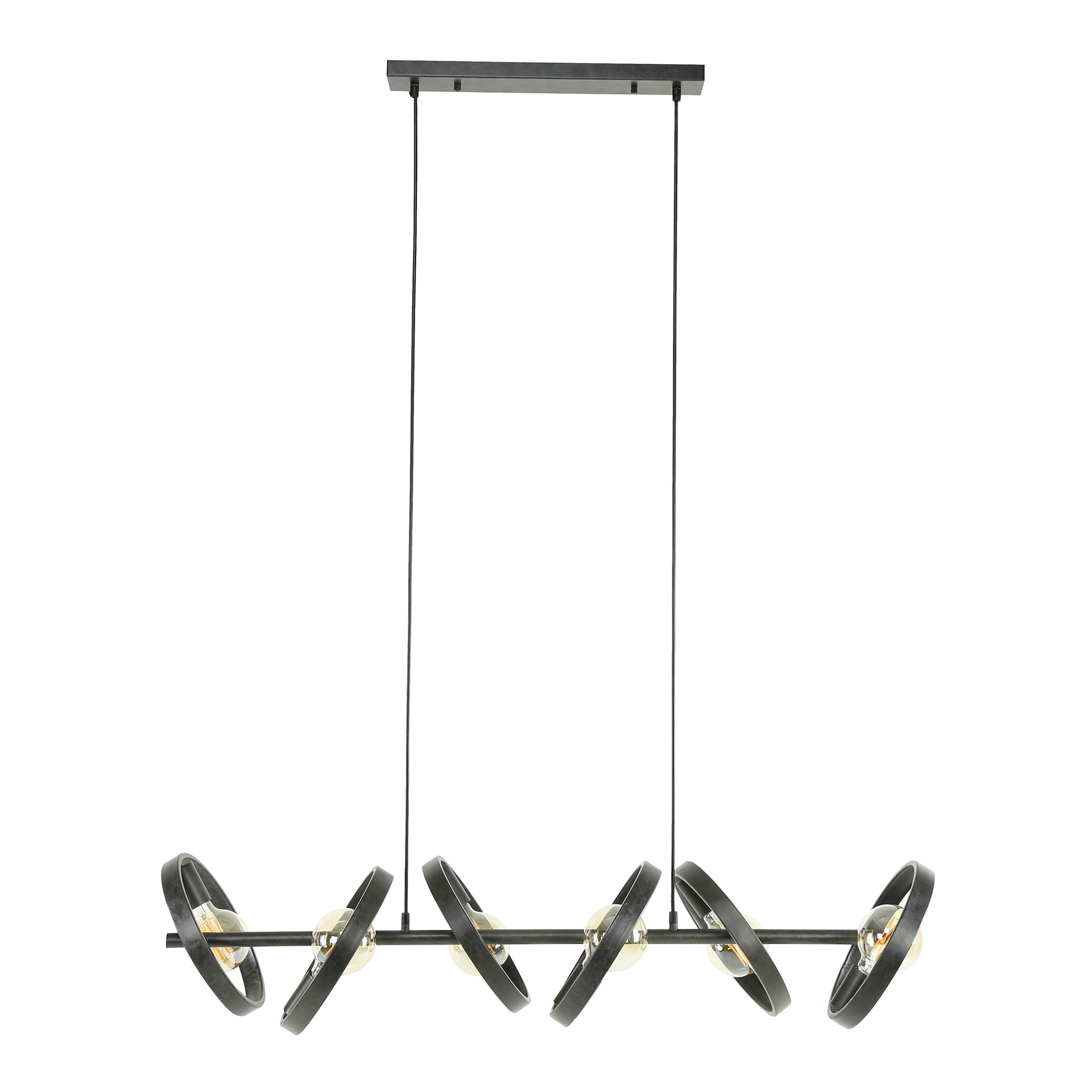 LifestyleFurn Hanglamp 'Homer' 6-lamps, kleur Charchoal