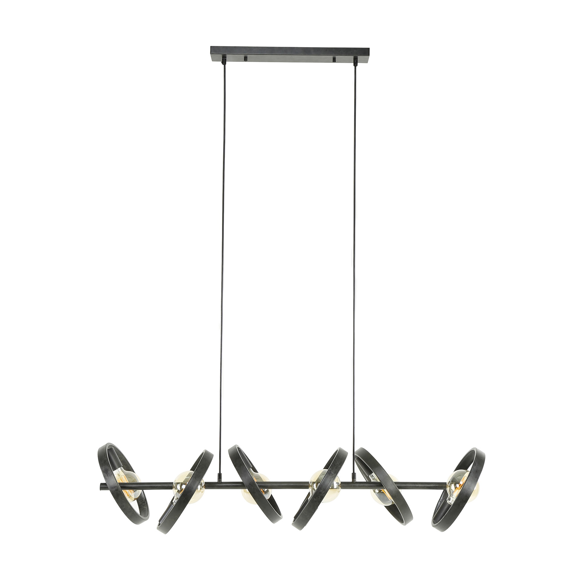 LifestyleFurn Hanglamp 'Homer' 6-lamps, kleur Charchoal