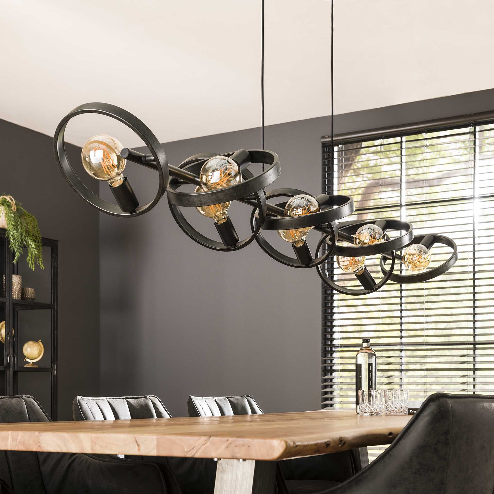 LifestyleFurn Hanglamp 'Homer' 8-lamps, kleur Charchoal