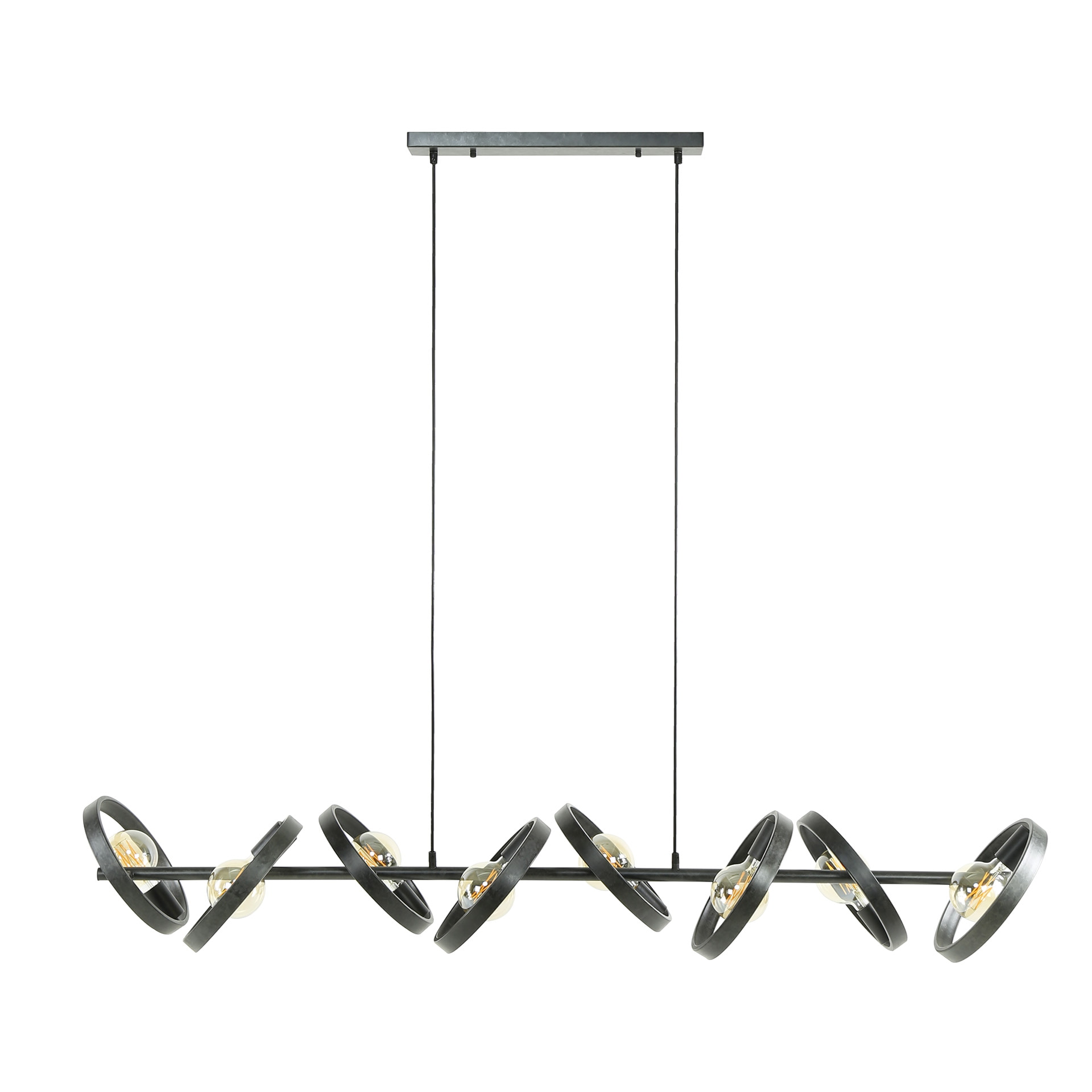 LifestyleFurn Hanglamp 'Homer' 8-lamps, kleur Charchoal