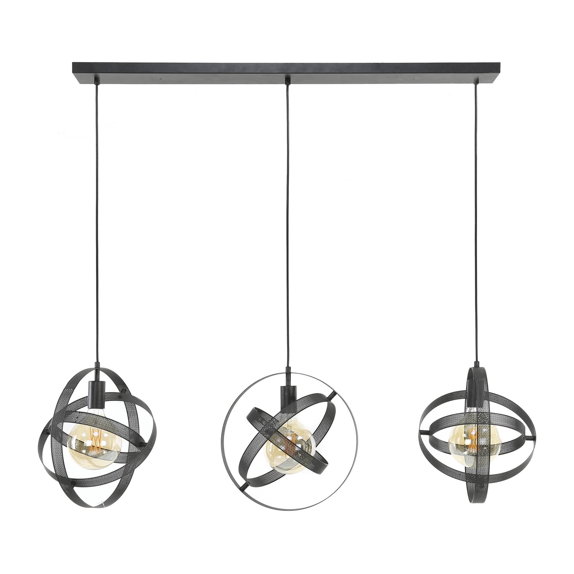 LifestyleFurn Hanglamp 'Brando' 3-lamps, kleur Artic Zwart