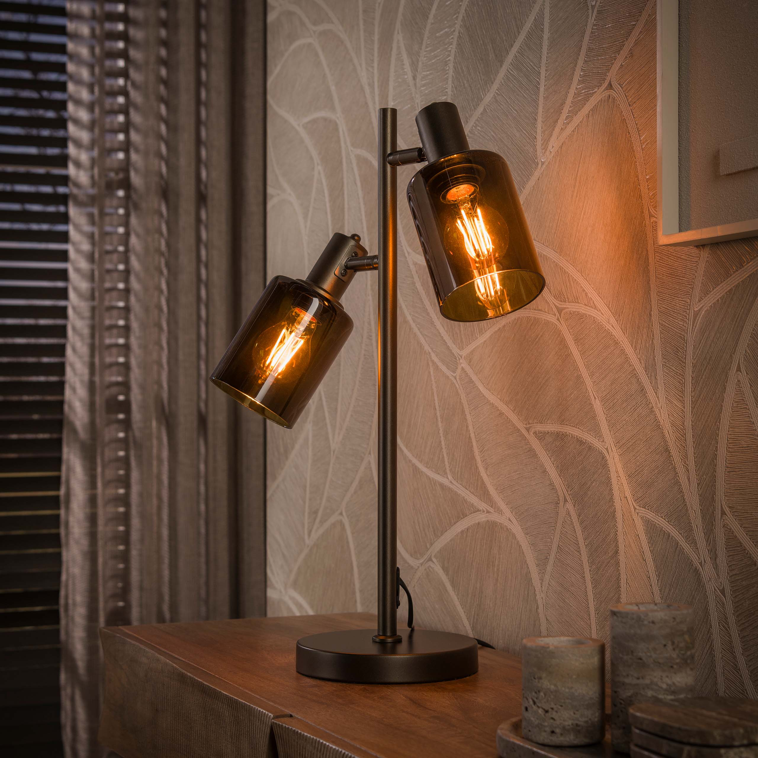 LifestyleFurn Tafellamp Deatra 2-lamps - Sienna Bruin