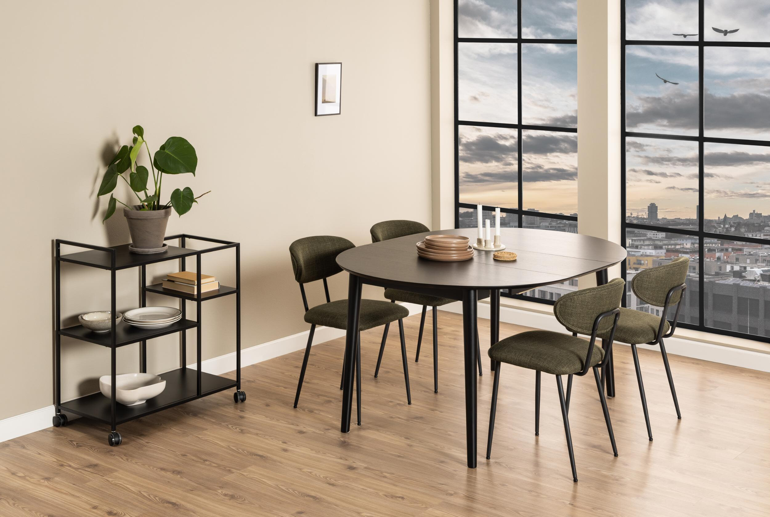 Bendt Uitschuifbare Ronde Eettafel 'Montreux' Eiken 115-154 x 115cm, kleur zwart