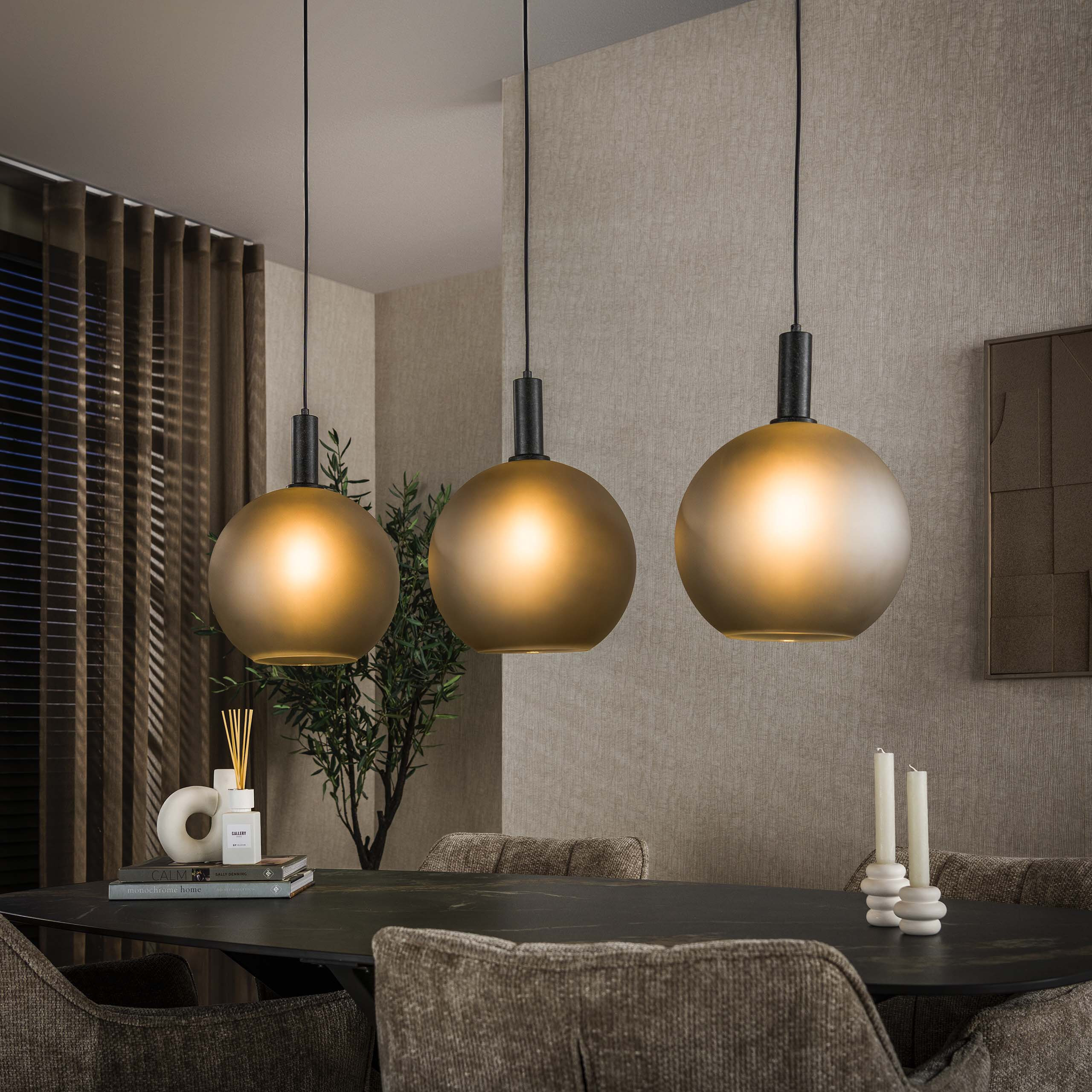 LifestyleFurn Hanglamp 'Vashon' Gezandstraald glas, 3-lamps