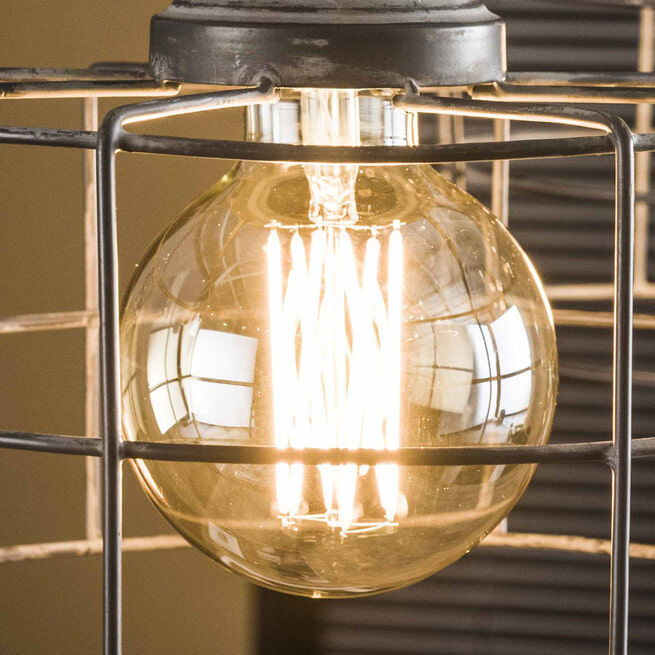 Kooldraadlamp 'Lydia' E27 LED 6W Ø9cm, kleur Amber, dimbaar