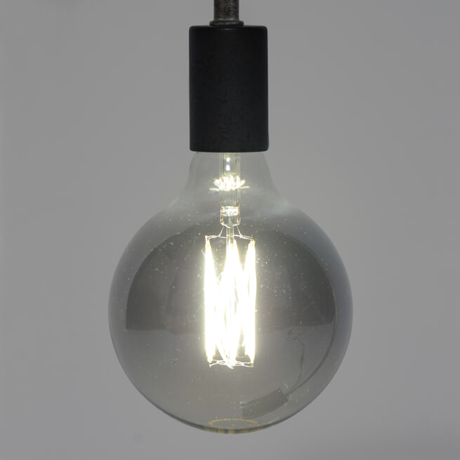 Kooldraadlamp 'Bol XL' Ø12cm E27 LED 6W, kleur Smoke Grey, dimbaar