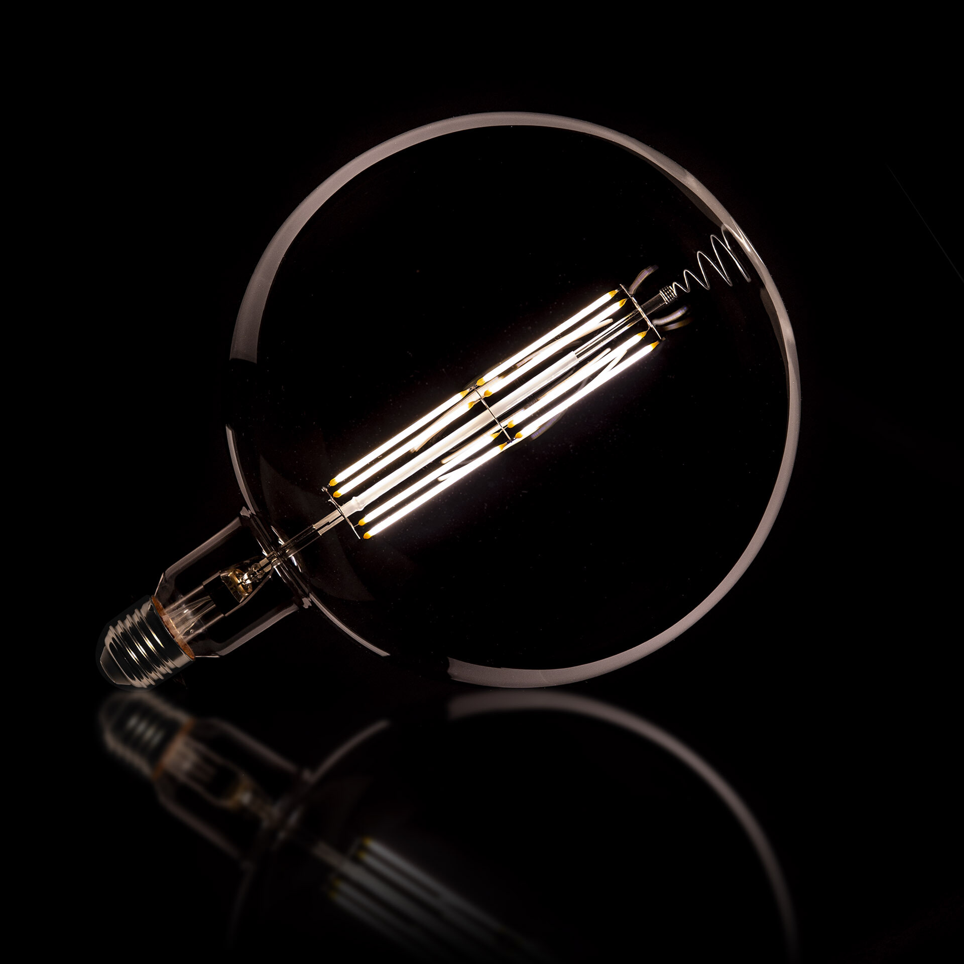 Kooldraadlamp Bol XXL Ø20cm, LED E27 / 8W, Smoke grey, dimbaar - Smoke grey glas