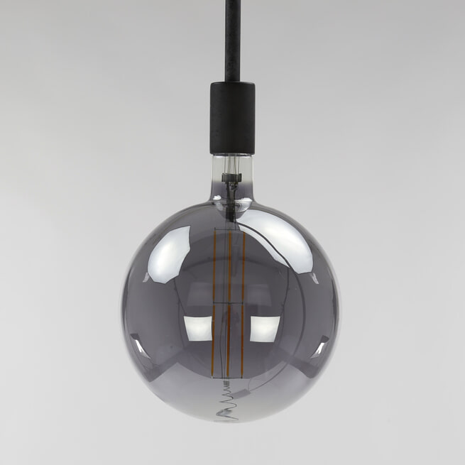 Kooldraadlamp 'Bol XXL' Ø20cm, LED E27 / 8W, Smoke grey, dimbaar