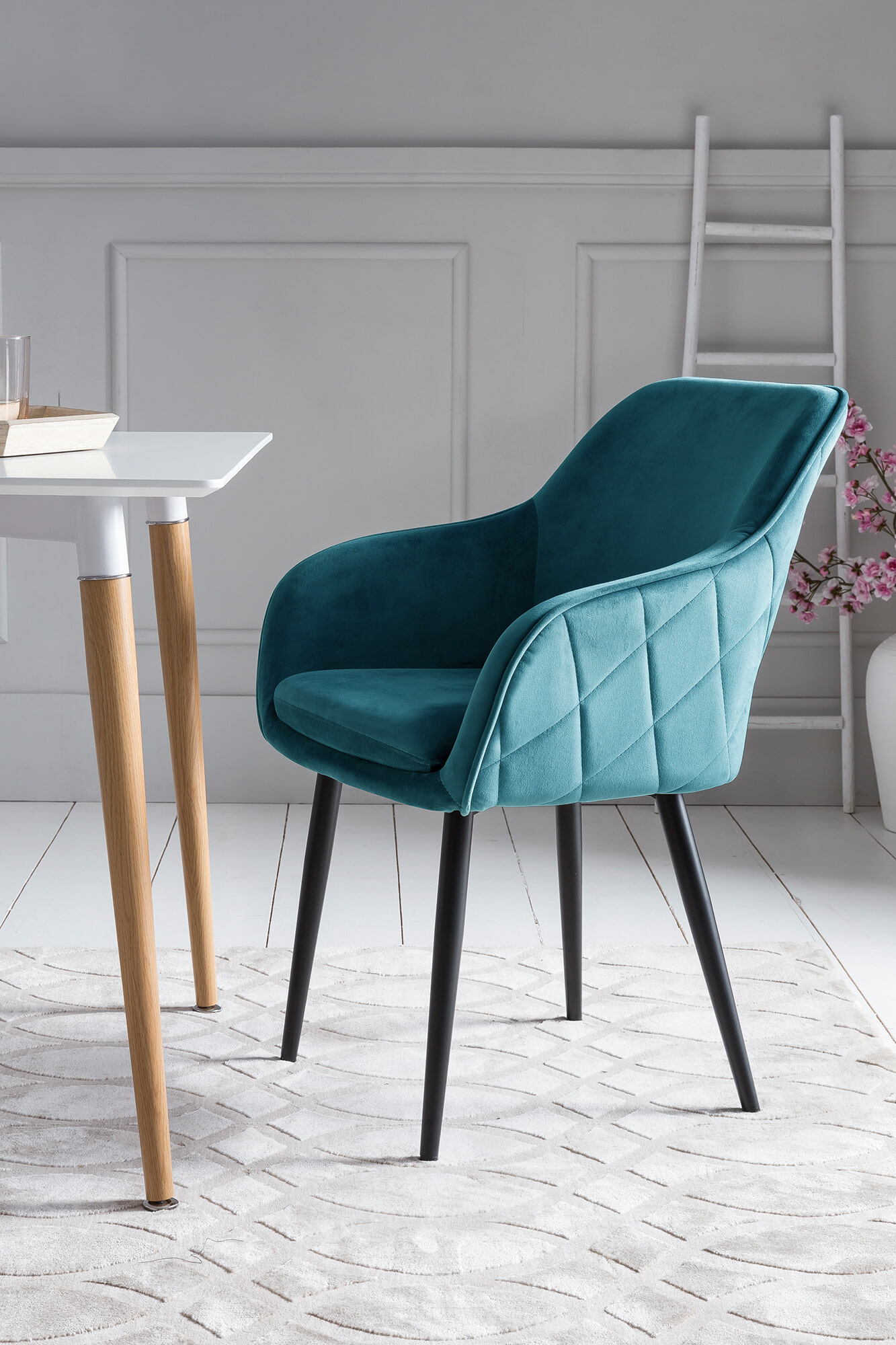 Artistiq Eetkamerstoel 'Juna' Velvet, kleur Turquoise