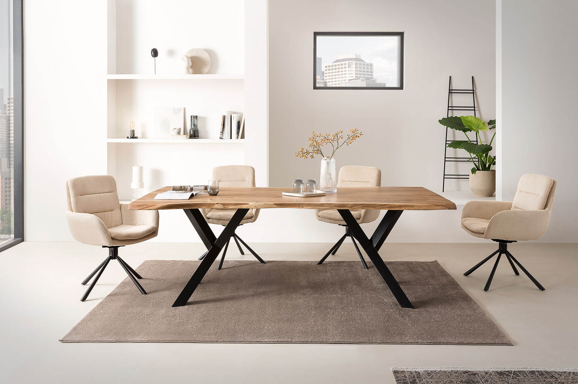 Artistiq Draaibare Eetkamerstoel 'Lashon' Rib, kleur Beige