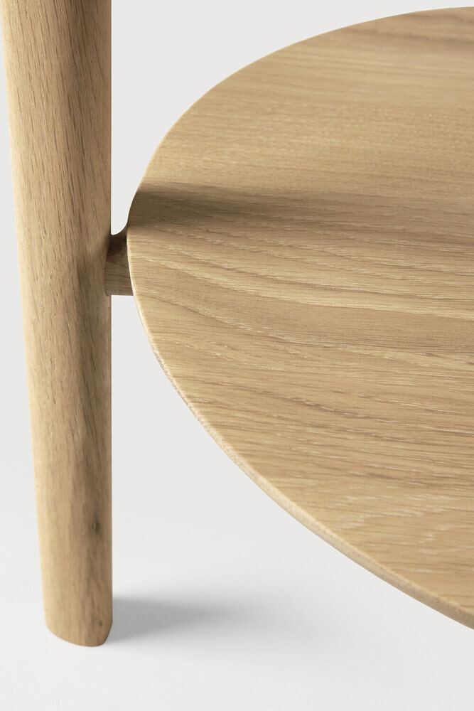 Ethnicraft Ronde Bijzettafel 'Bok' Geolied Eikenhout, 43cm, kleur Naturel