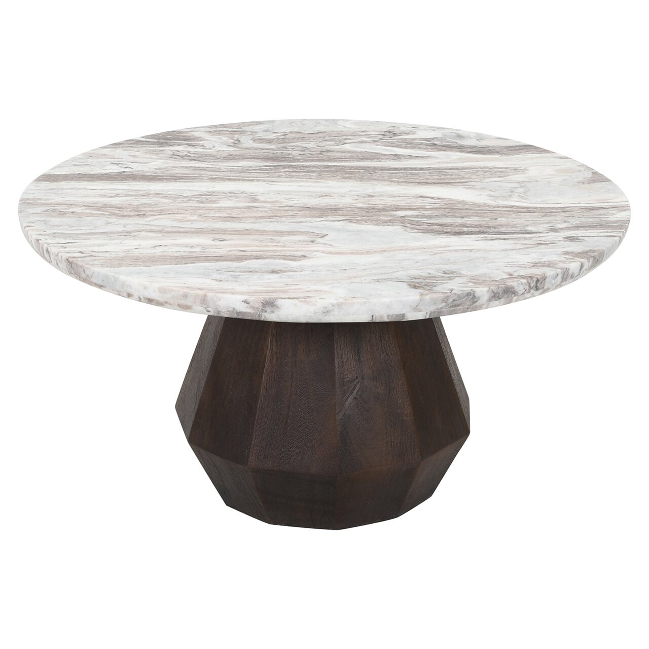 Richmond Interiors Richmond Ronde Salontafel Oberoy Marmer en mangohout, 80cm - Bruin