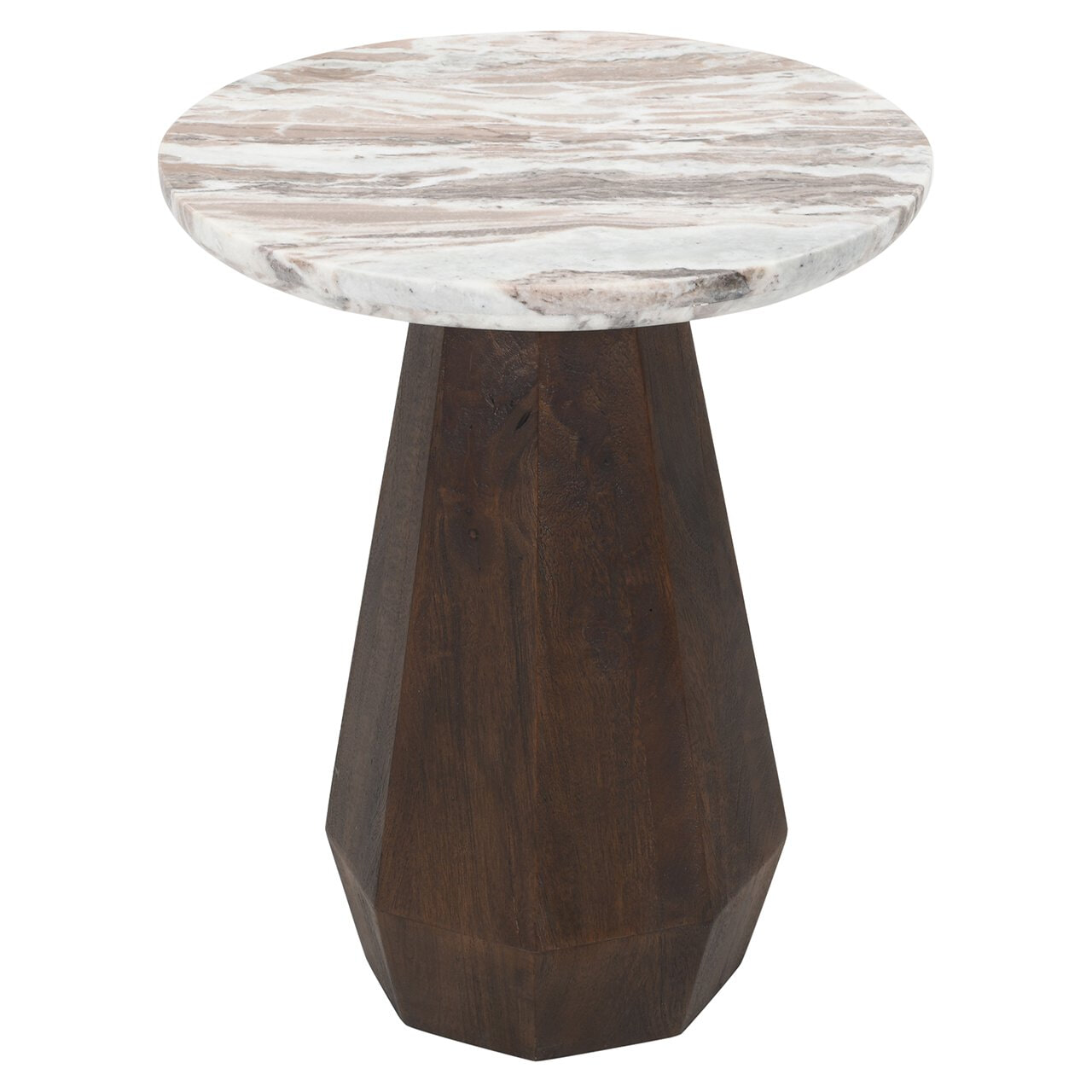Richmond Ronde Bijzettafel Oberoy Marmer en mangohout, 45cm - Bruin