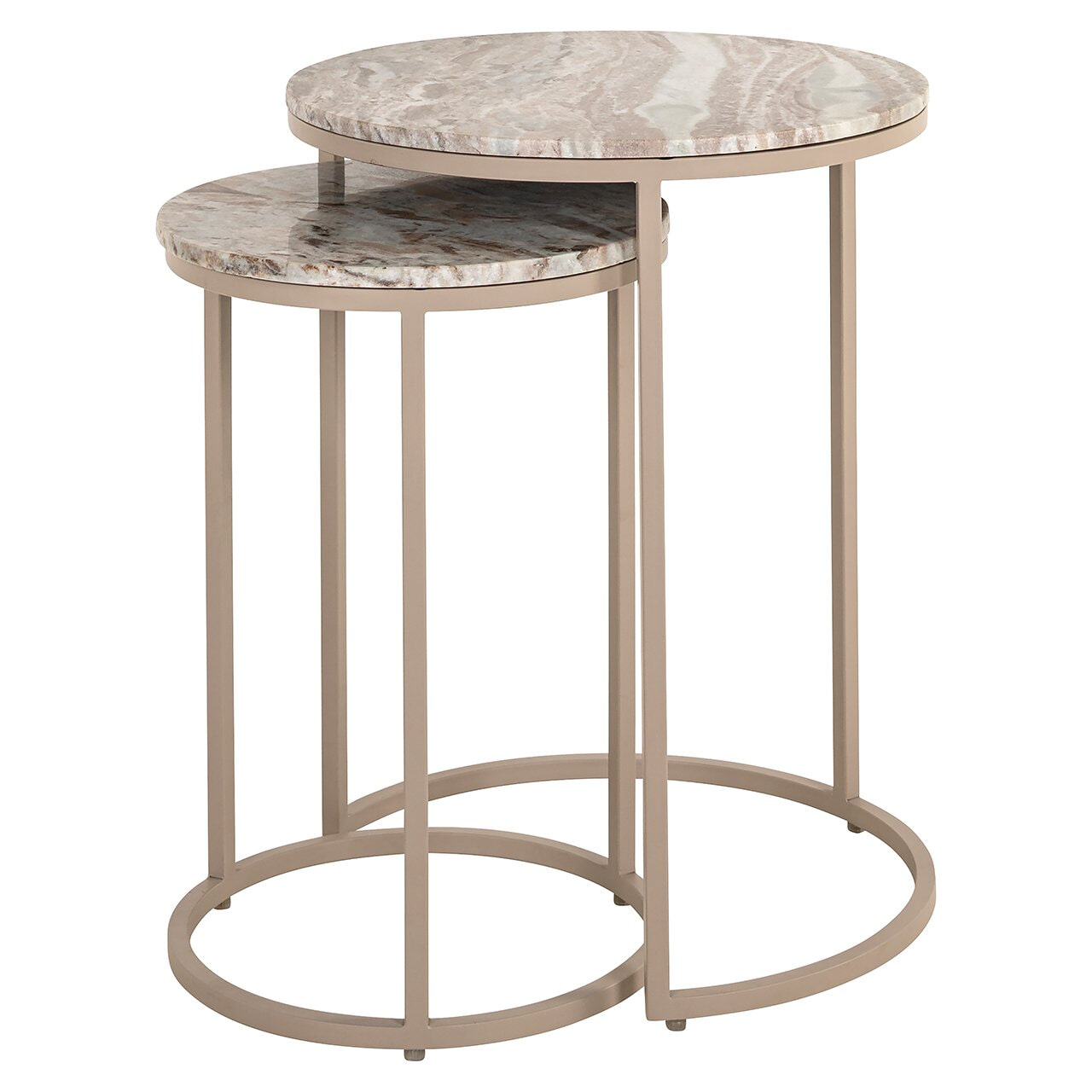 Richmond Ronde Bijzettafel Fairfax Marmer, Set van 2 stuks - Stone
