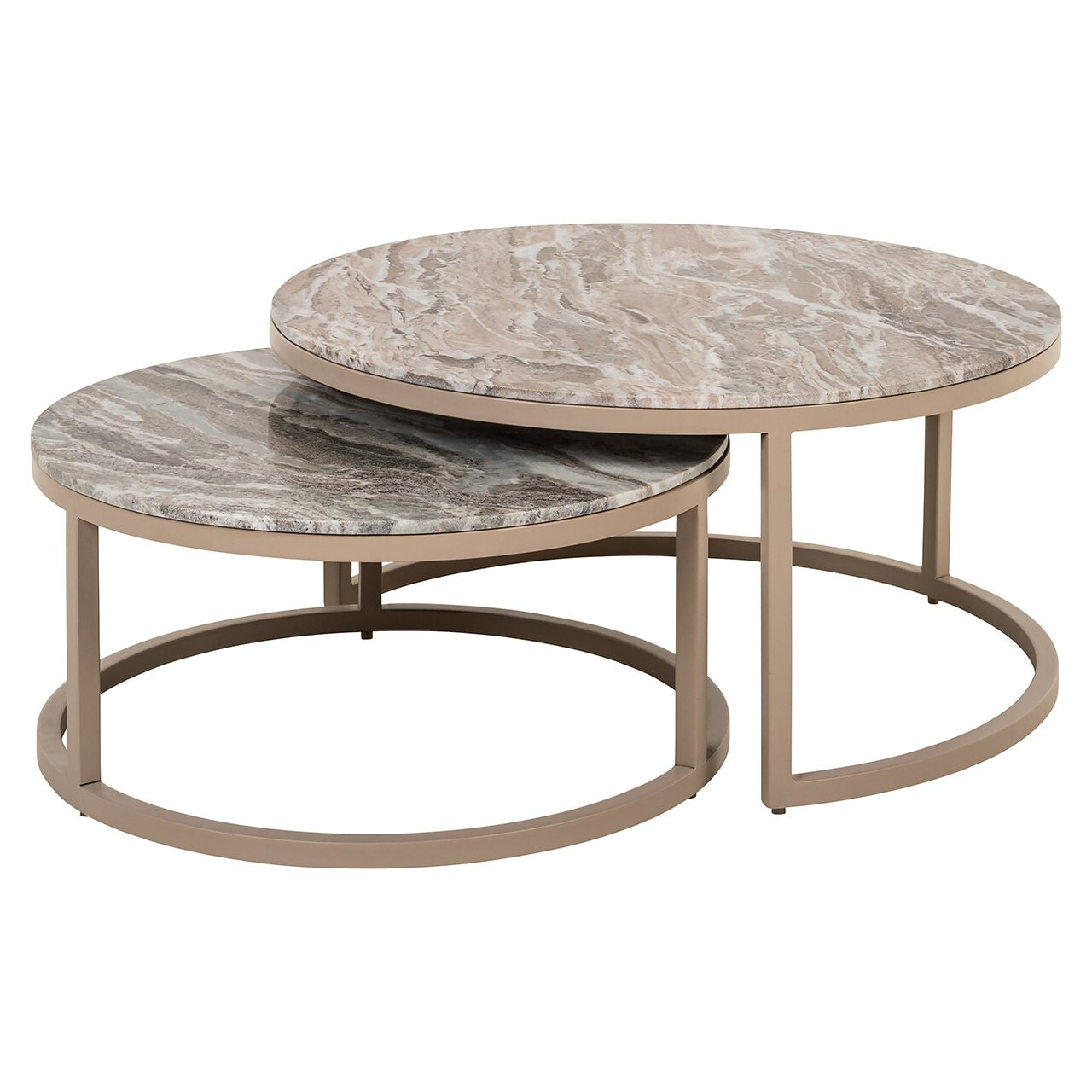 Richmond Interiors Richmond Ronde Salontafel Fairfax Marmer, Set van 2 stuks - Stone