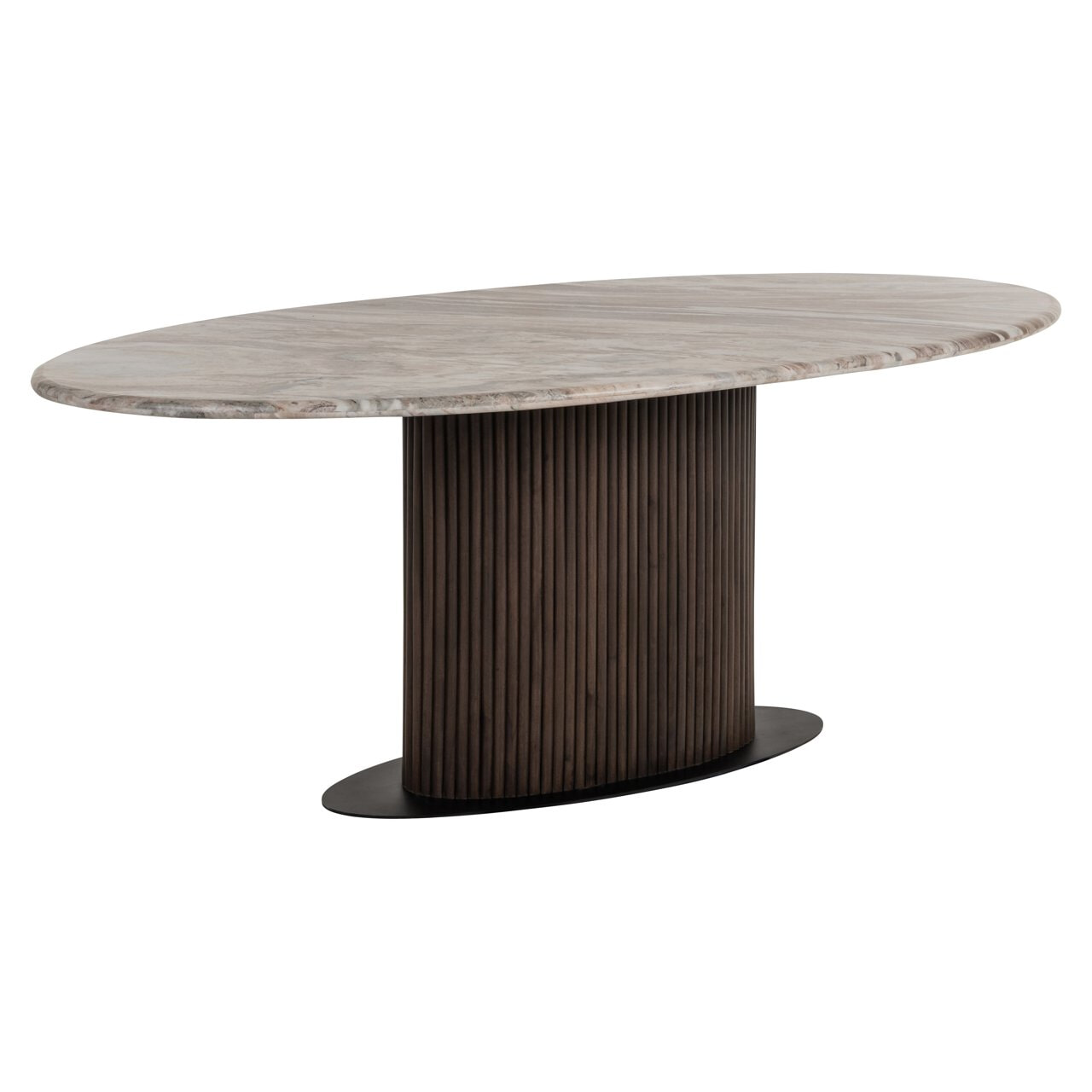 Richmond Interiors Richmond Ovale Eettafel Rasford Marmer, 200 x 100cm - Donkerbruin