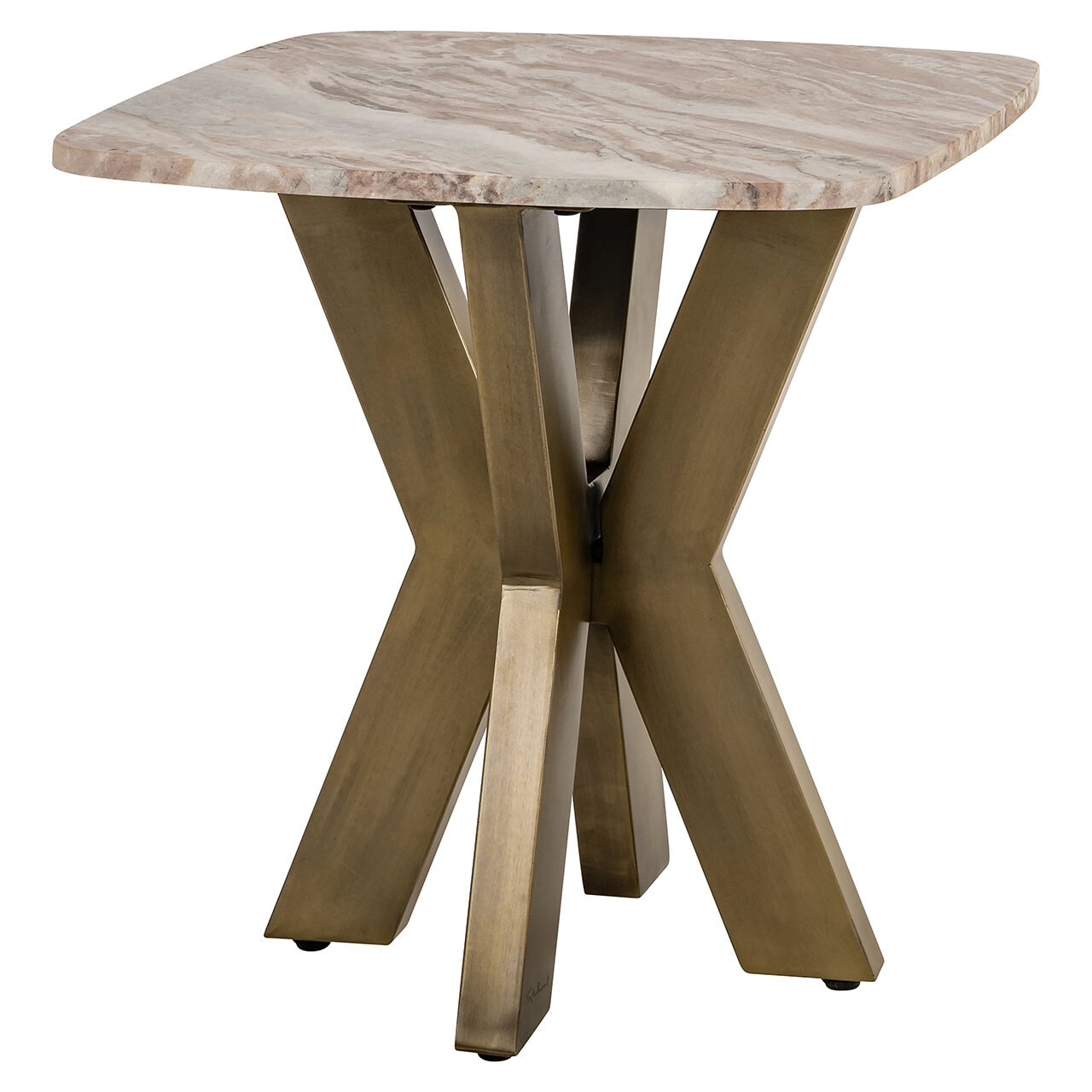 Richmond Bijzettafel Bottega Marmer en brass, 55 x 55cm - Wit