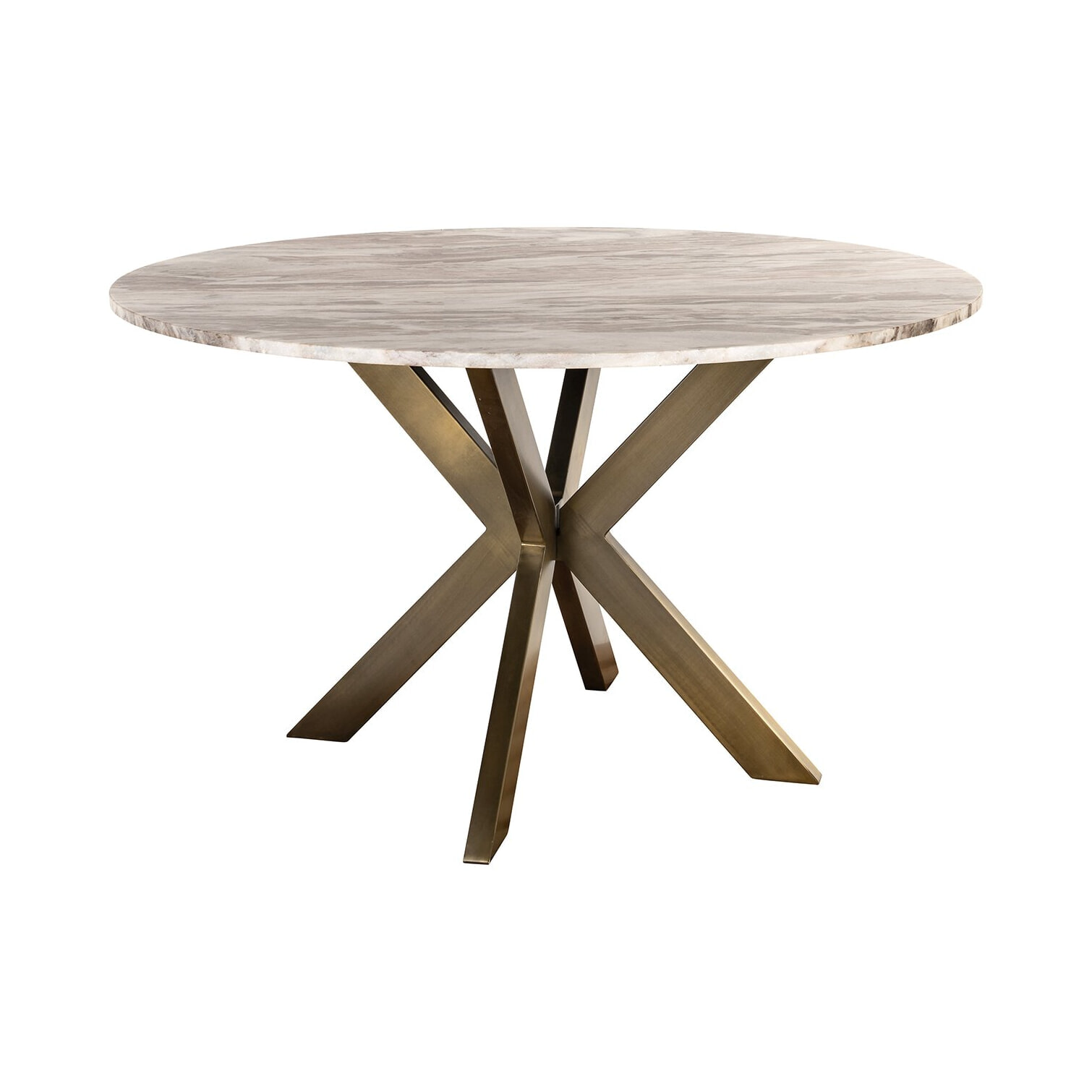 Richmond Ronde Eettafel Bottega Marmer en brass, 140cm - Wit