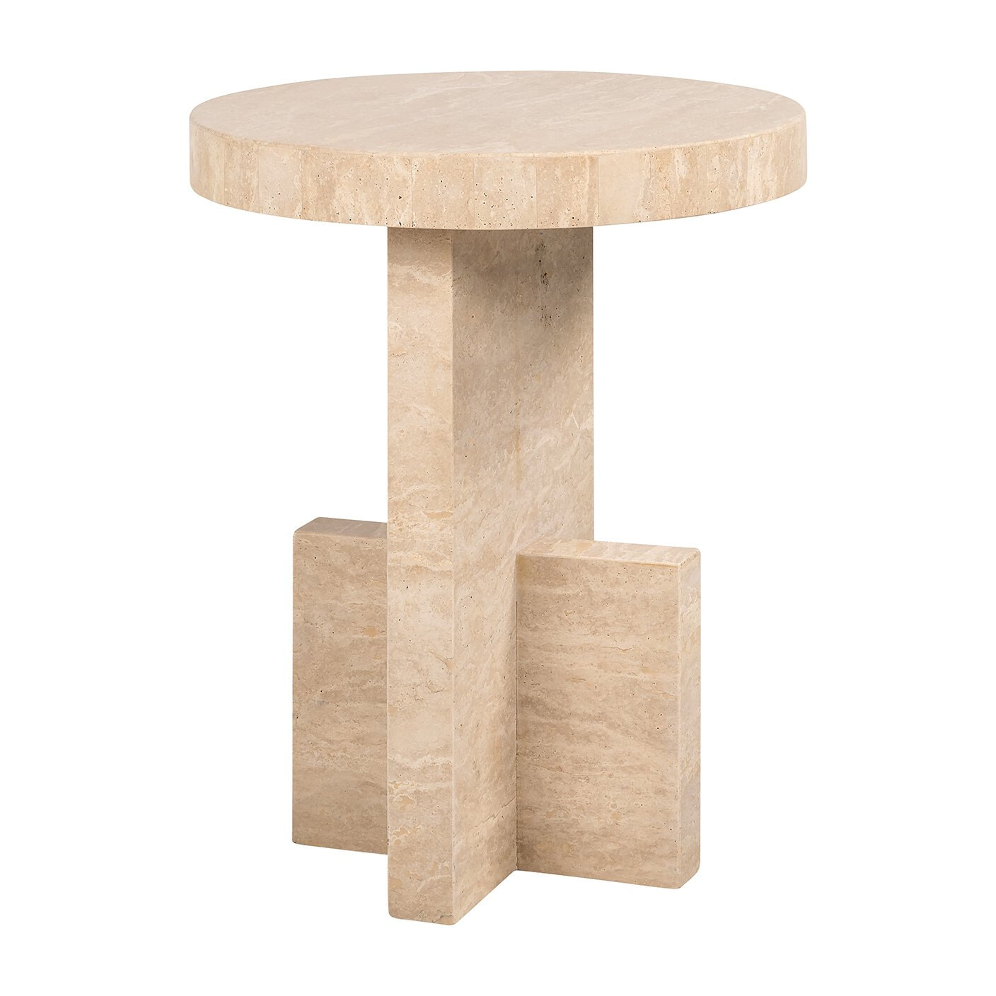 Richmond Ronde Bijzettafel Biltmore Travertin, 45cm - Beige