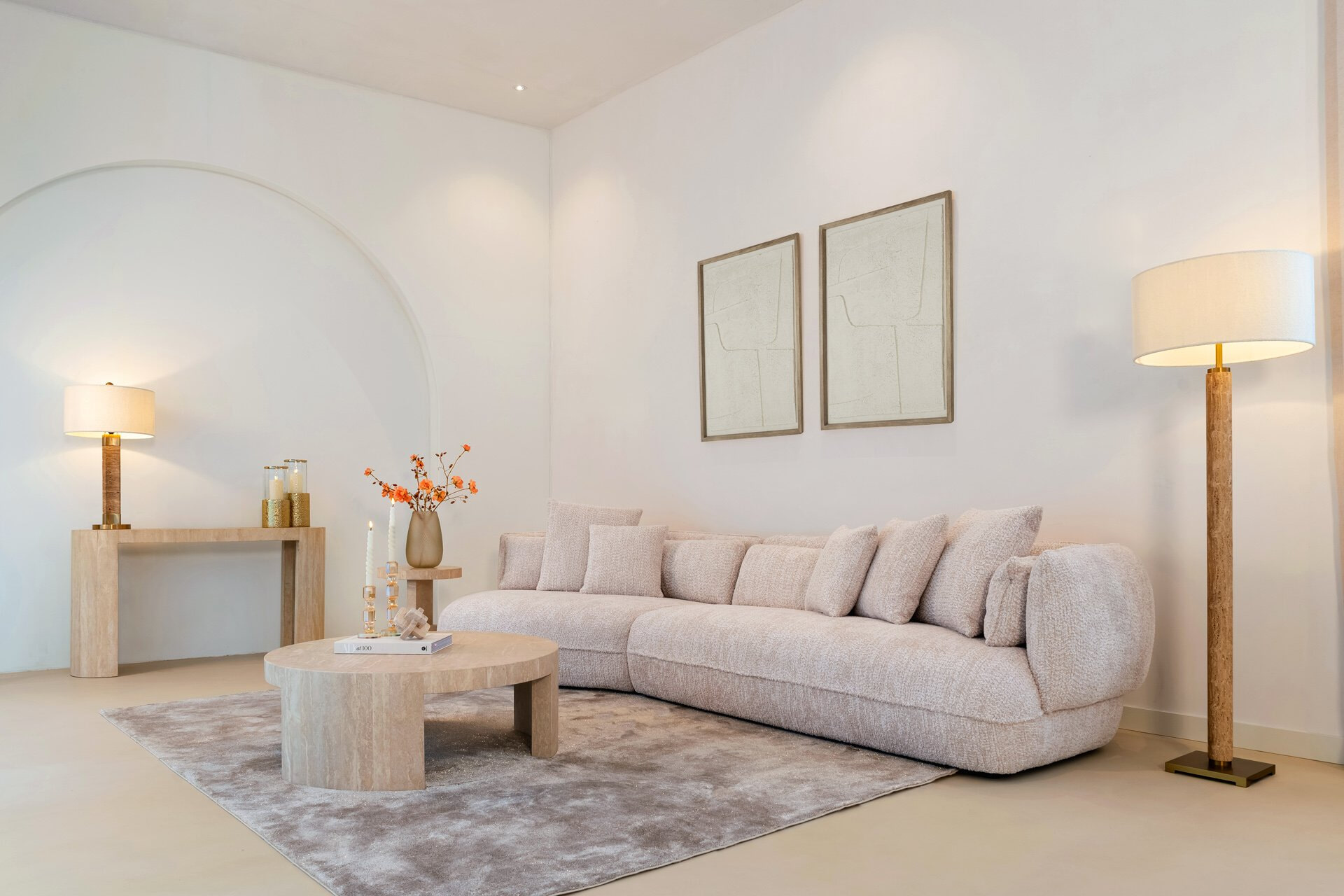 Richmond Ovale Sidetable 'Biltmore' Travertin, 140cm