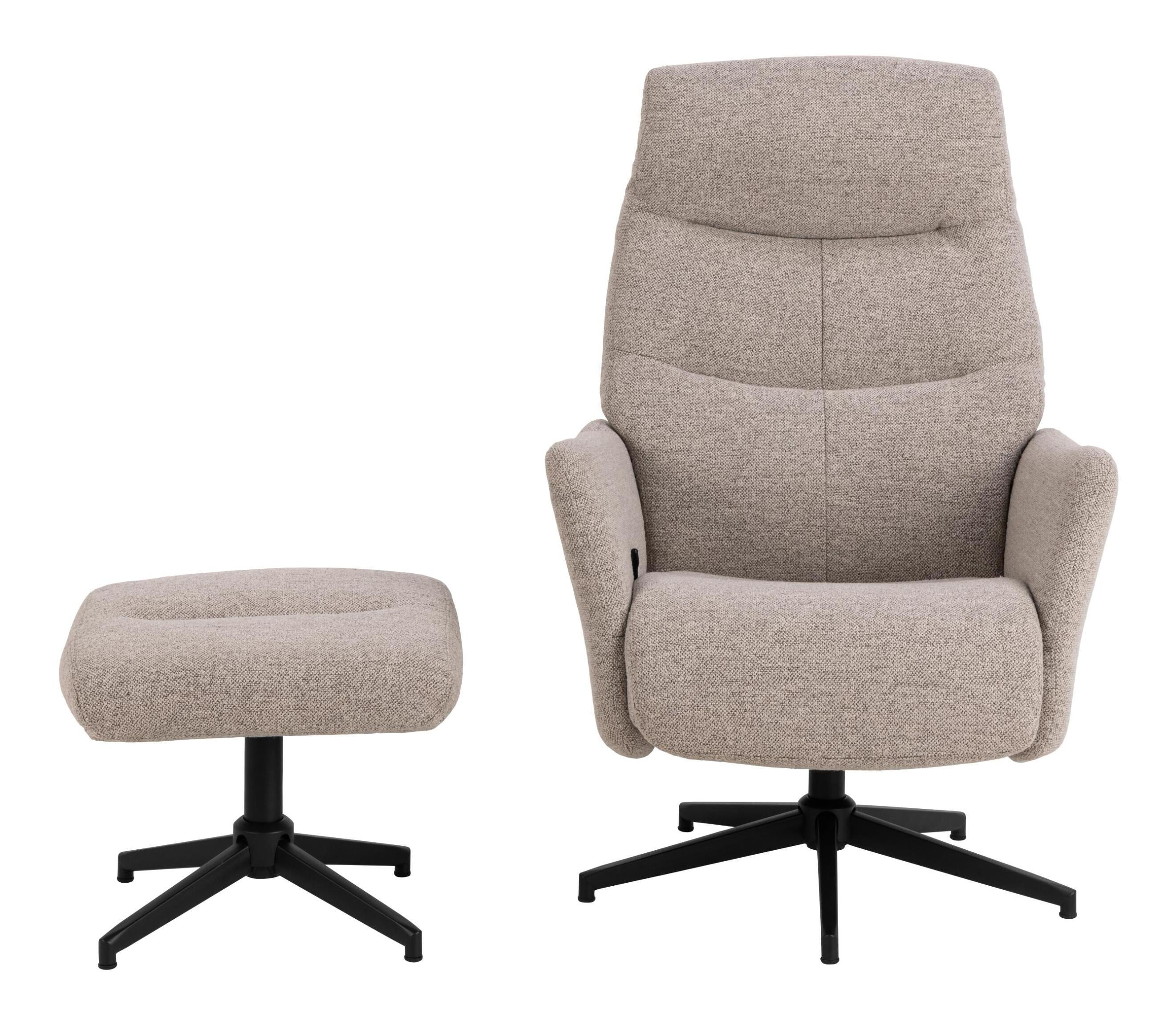 Bendt Relaxfauteuil 'Talisha' Met voetenbank, Bouclé, kleur Beige