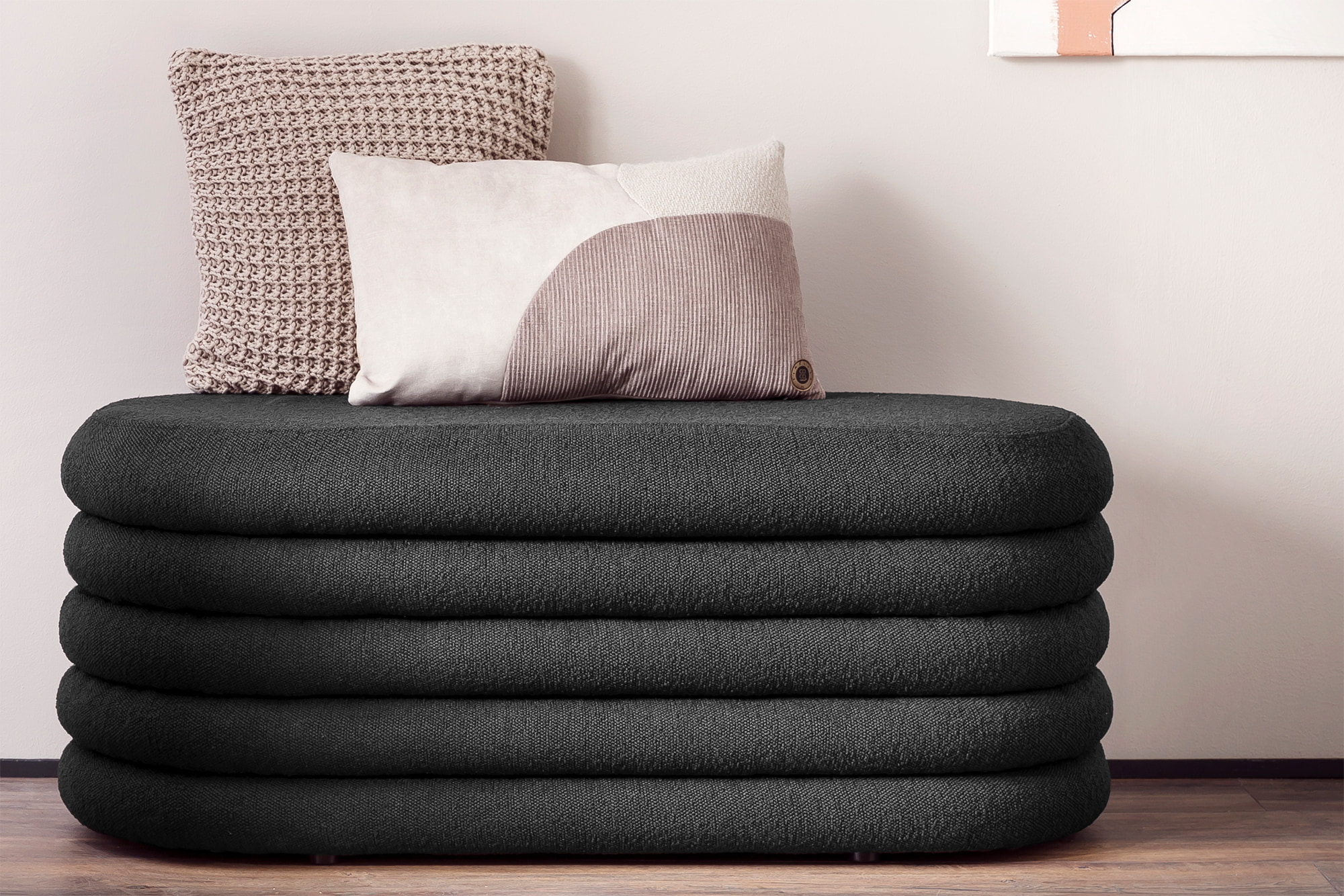 Artistiq Hocker 'Lucine' Met opbergruimte, Bouclé, kleur Antraciet