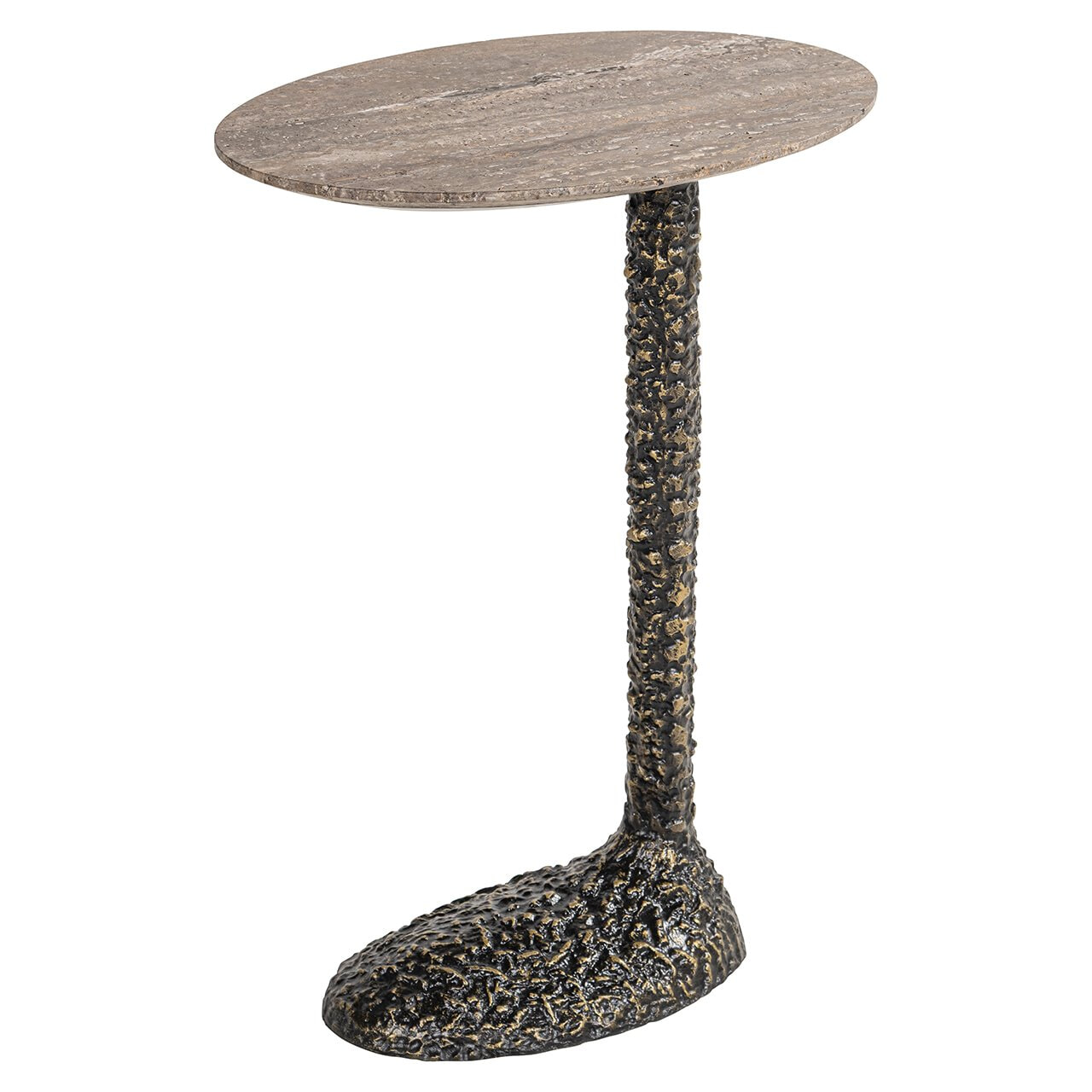 Richmond Interiors Richmond Ovale Laptoptafel Arosa Travertin, 45 x 30cm - Bruin - Ovaal