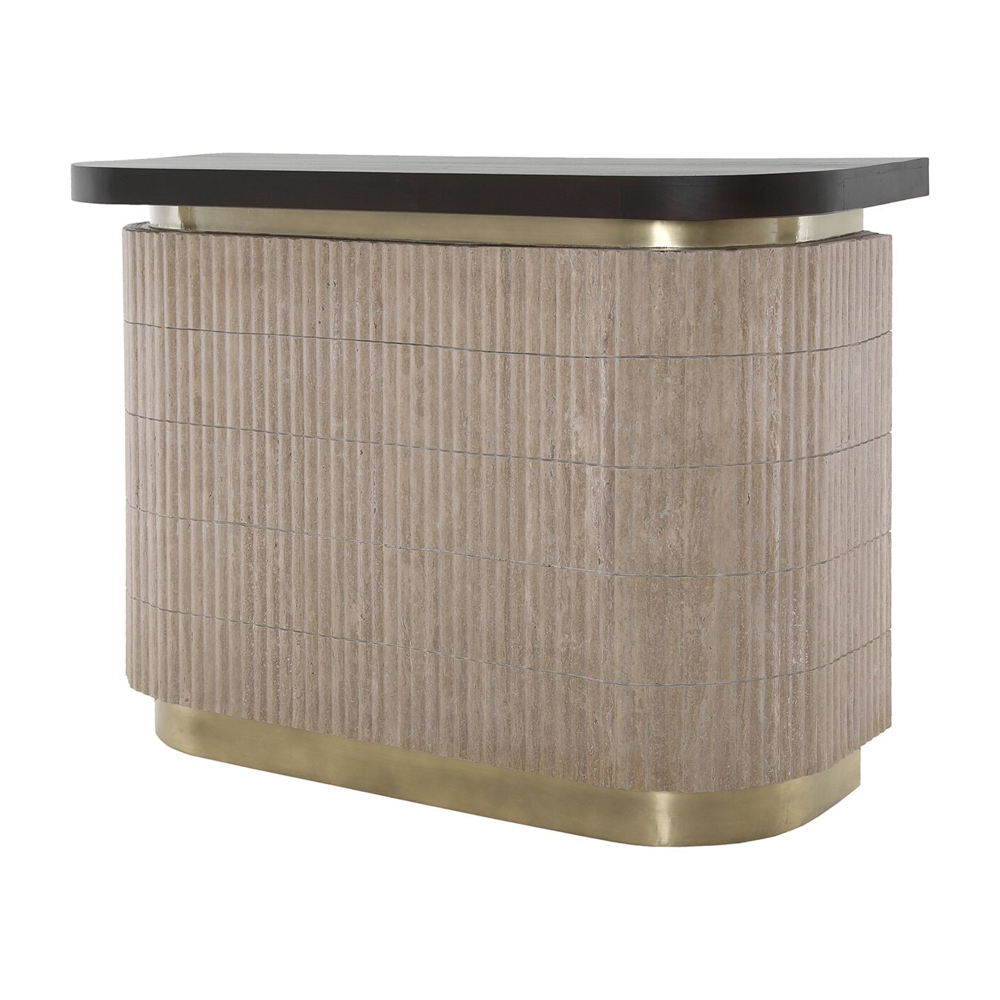 Richmond Bartafel Martini Travertin en hout, 140 x 60cm - Bruin - Ovaal