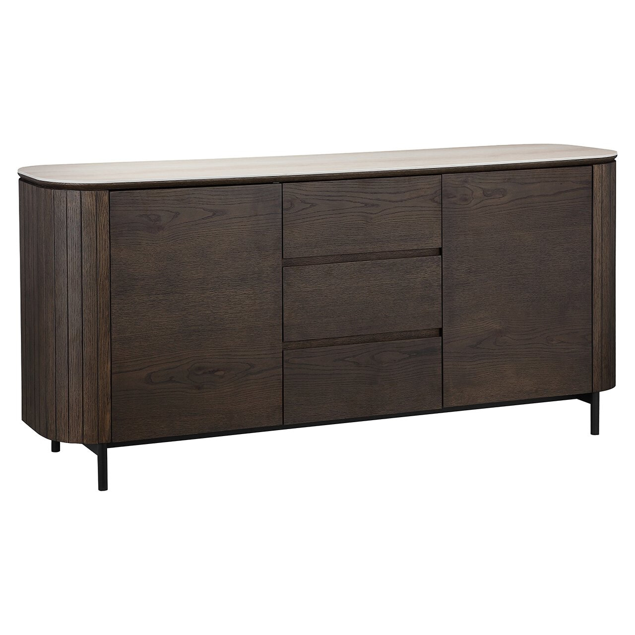 Richmond Dressoir Ritz Eiken en travertin, 180cm - Bruin